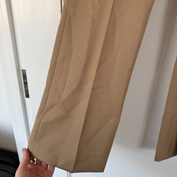 NWT Nili Lotan Cropped Corette Twill Pants In Camel Wool Blend Straight Leg Sz 0 - Picture 6 of 8